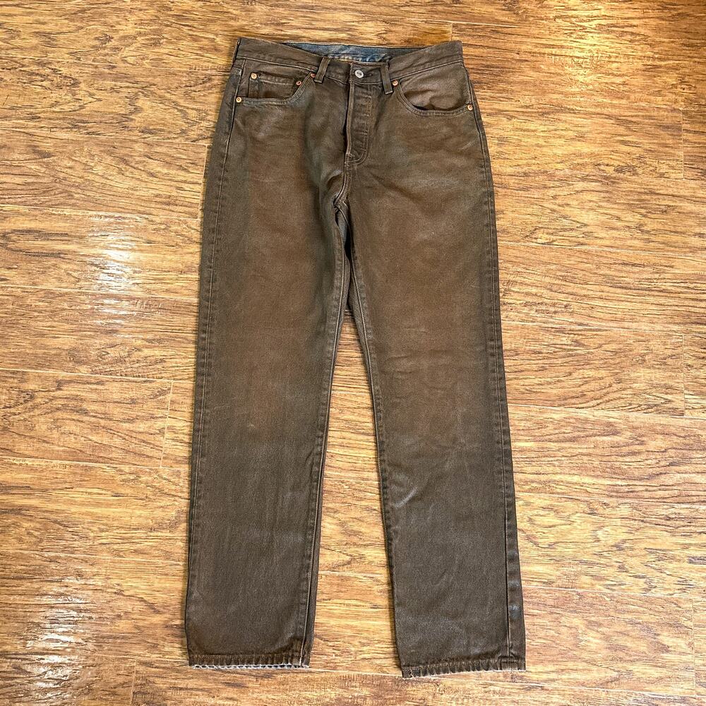 Levi's 501 Premium Brown Painted Straight Leg Denim Jeans 30x30